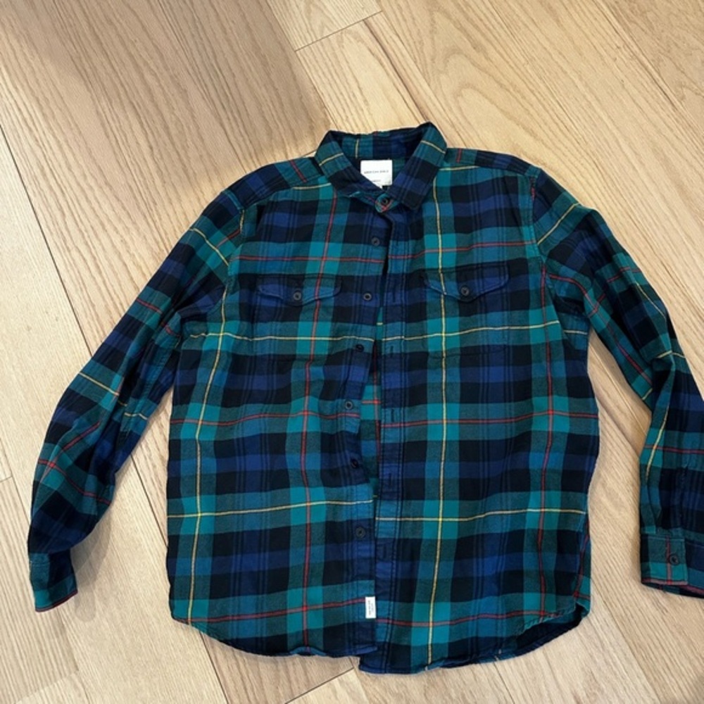 NWOT American Eagle Outfitters Blue and Green Checkered Shirt